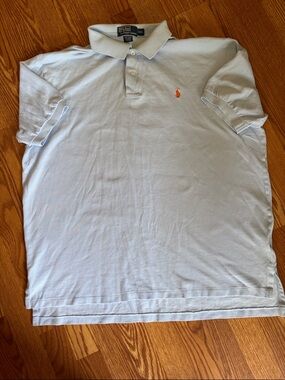 Polo by Ralph Lauren Pale Blue Short Sleeve Polo with Orange Pony